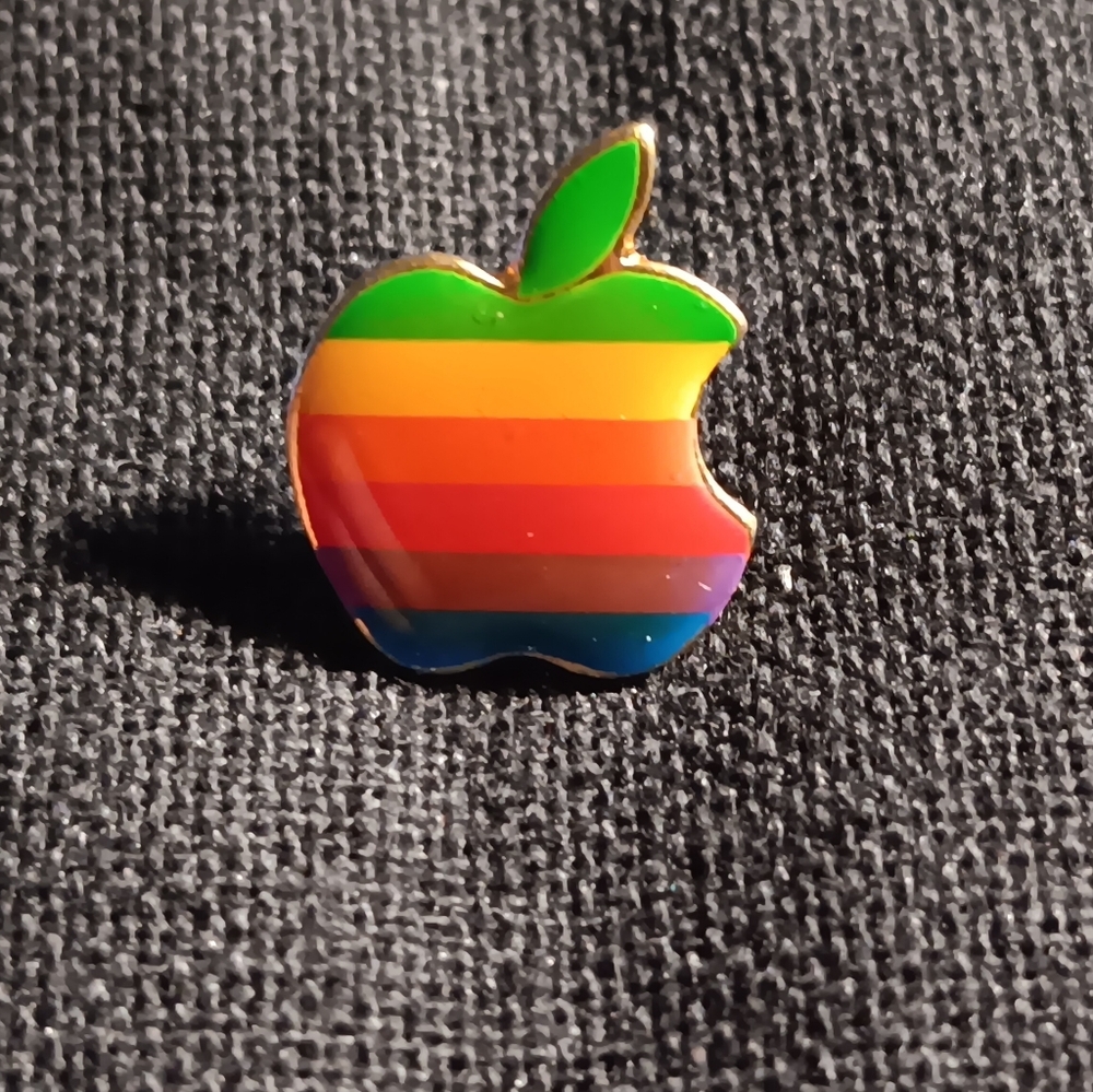 Vintage Apple Rainbow Logo Enamel Pin